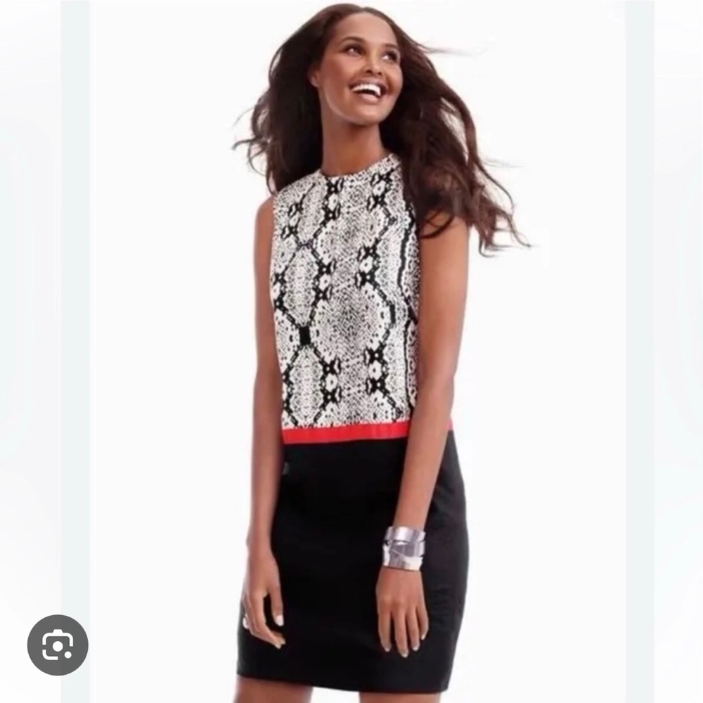 NEW Ann Taylor LOFT Linen Shift Dress 8 Snakeskin Animal Print Mini Sleeveless